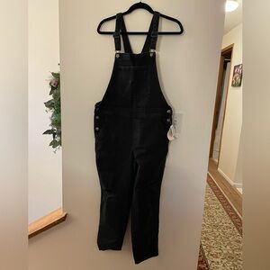 NWT Old Navy black denim distressed overalls size 12 / large